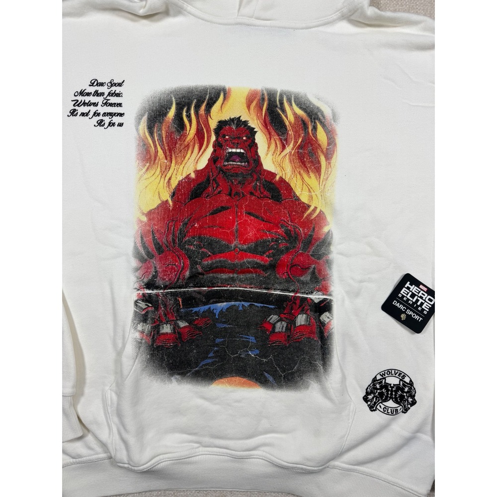 Marvel Hulk x Darc Sport Pierce Hoodie Cream Red Hulk‎ Limited Edition Sz L NEW